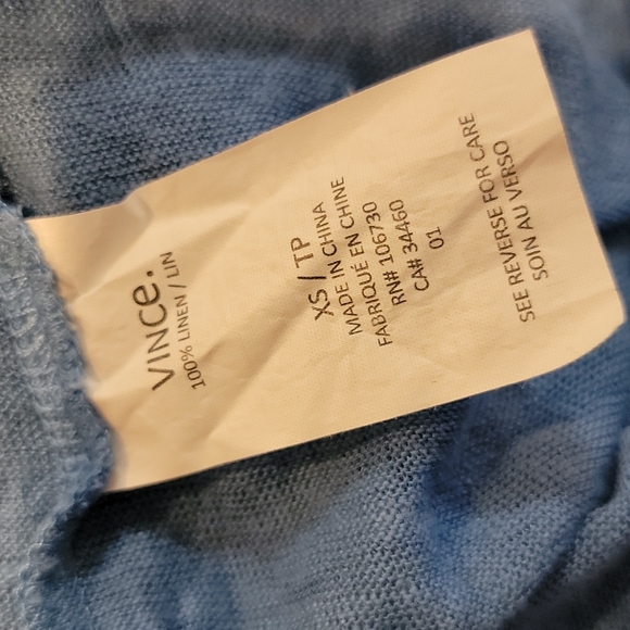 Vince womens boyfriend oversize sweater in blue and white stripe linen xs - Picture 6 of 7